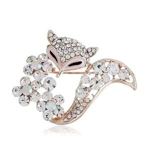 Silver Fox Hair Accessory with Crystals